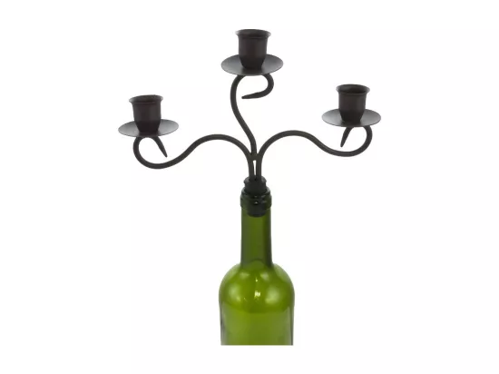 Bougeoir bouteille 3 supports en métal marron 23 x 16.5 cm