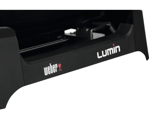 Weber Lumin Compact 2200 W elektrische grill, zwart, inclusief dekselthermometer, vetopvangbak, grillrooster en netsnoer.