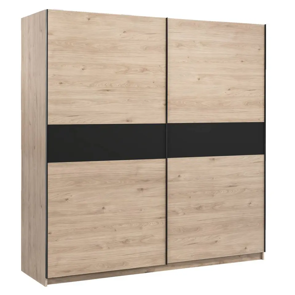Schuifdeurkast Genua - eikenkleur/antraciet - 204x200x60 cm