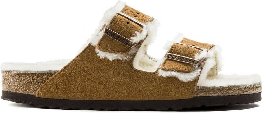 Birkenstock Arizona Shearling Slippers Mink Regular fit | Bruin | Suède