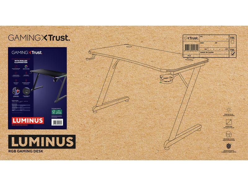 Trust Gaming Tisch GXT 709 Luminus RGB Schwarz Trust GXT 709 LUMINUS Schwarz