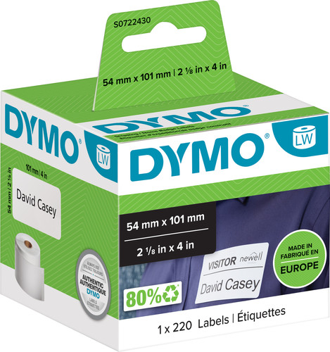 DYMO Authentieke LW Grote Verzendlabels/Naamkaarten Wit (54 x 101 mm) 1 Rol