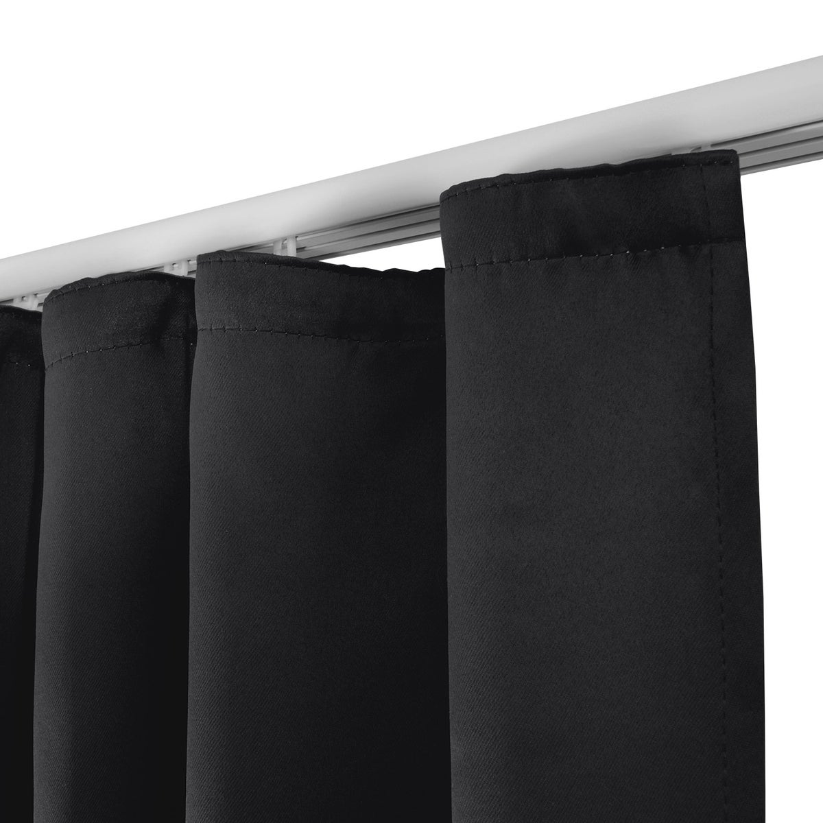 Beautissu Amelie BK Gordijn met Rimpelband 140x245cm Zwart (set van 2)