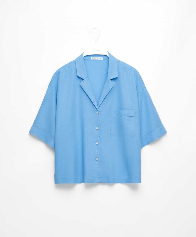 Camisa de linho de manga curta