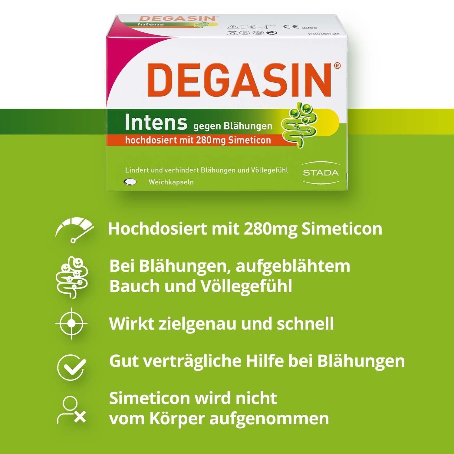DEGASIN® Intens 280mg gegen Blähungen und Völlegefühl