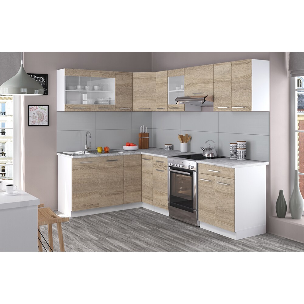 VICCO KÜCHENZEILE L 250CM KÜCHENBLOCK WINKEL ECK EINBAU SONOMA EICHE R-LINE