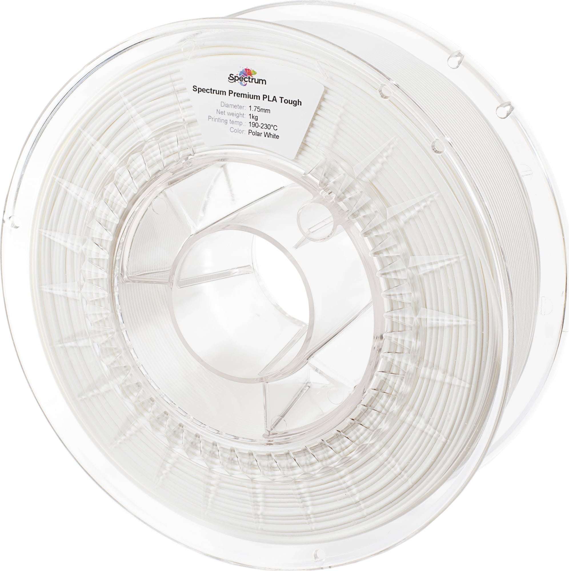 Spectrum  PLA Tough Polar White, 1,75 mm (1.000 g)    Modifiziertes PLA als gute ABS Alternative in Weiß