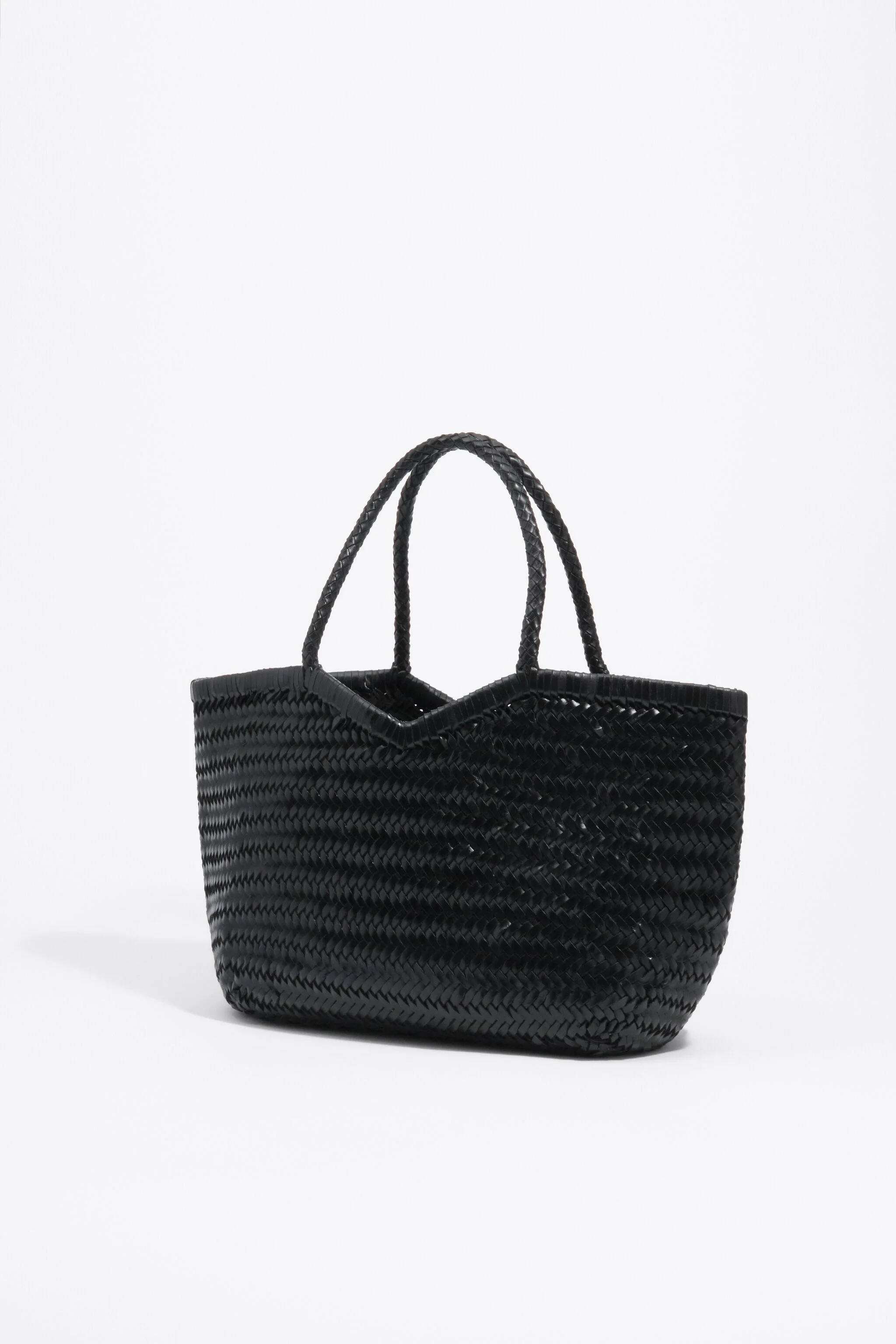 Bolsa de compras grande em couro trançado preto
