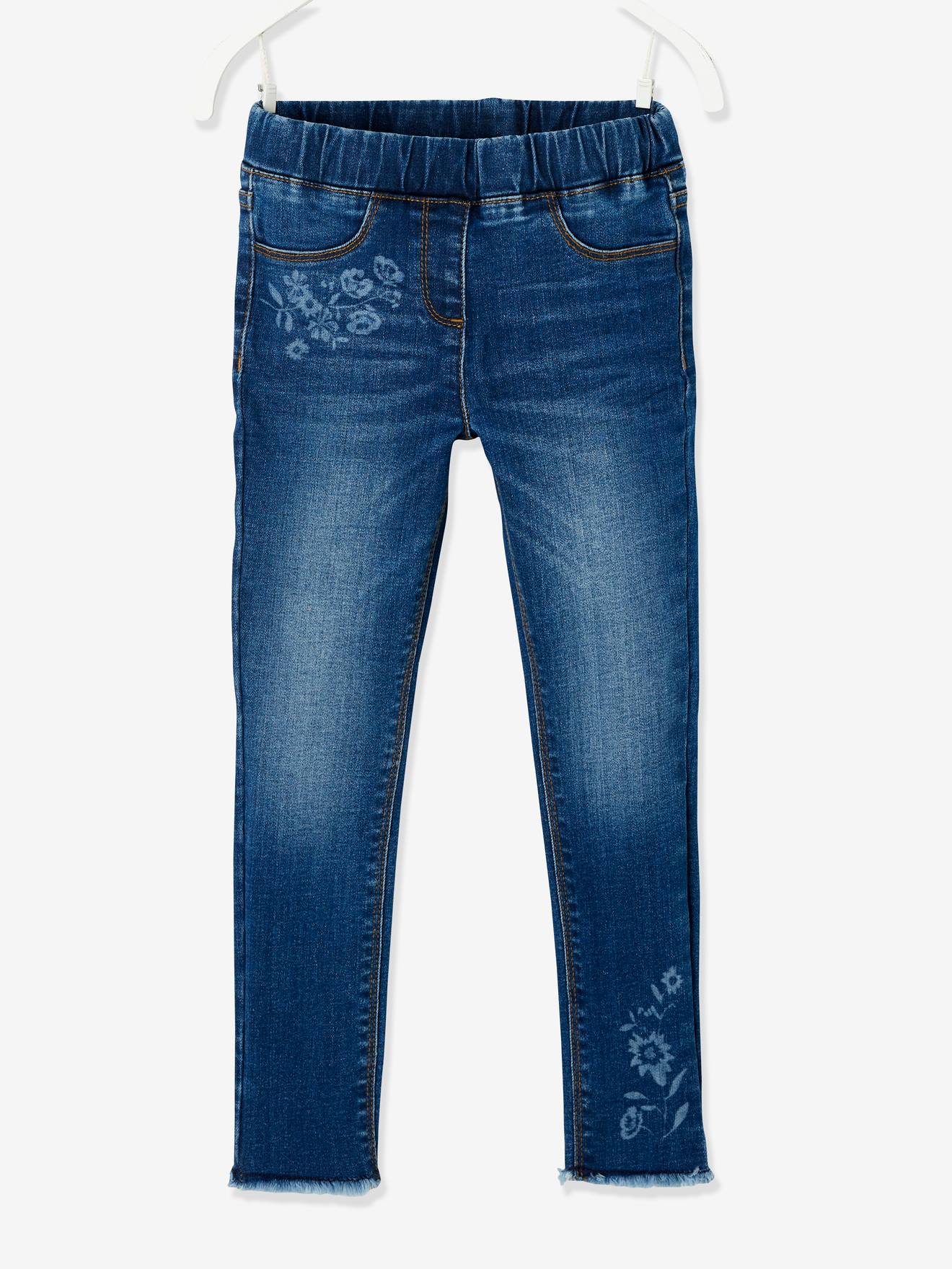 Calça legging infantil com estampa a laser, na cor azul médio lisa com detalhes.