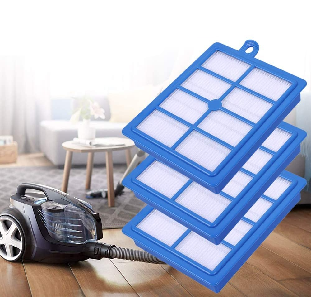(3er Set) Ersatz Reinigungs Hepa Filter für Philips / Electrolux Staubsauger - Blau