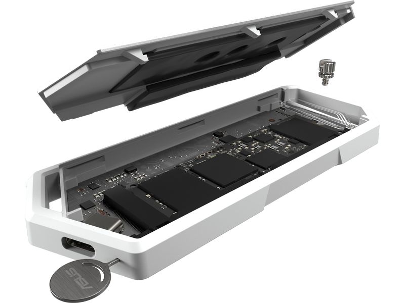 ASUS Externes Gehäuse ROG Strix Arion White Edition M.2 M.2 NVMe-SSD-Gehäuse bis zu 10 Gbps Übertragung