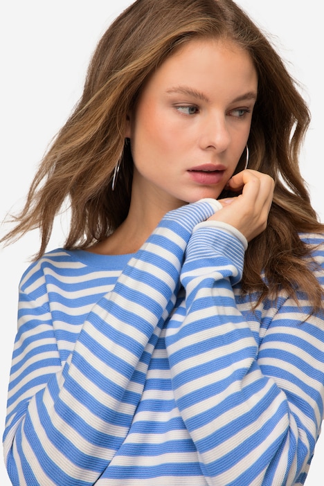 Pullover, Feinstrick, Ringel, U-Boot-Ausschnitt, Langarm