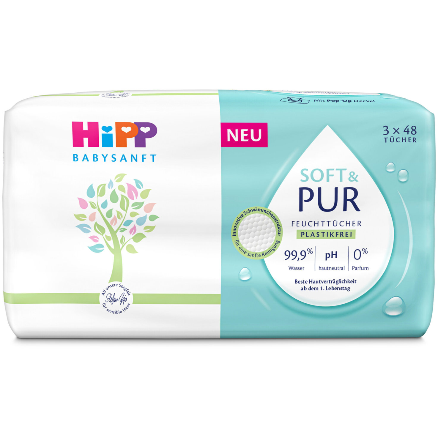 Hipp Feuttücher Soft & Pur 3x48 Stück