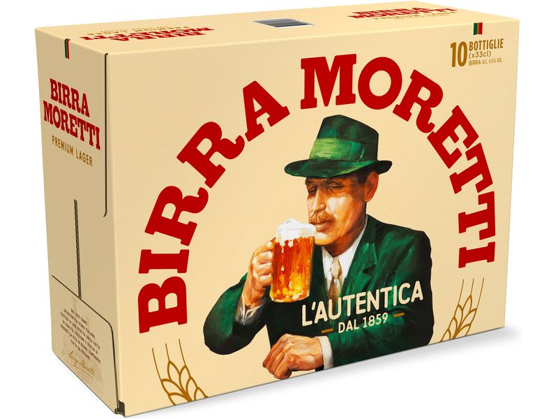 Birra Moretti Bier L`autentica 10 x 0.33 l Malziges und feinherbes Lagerbier