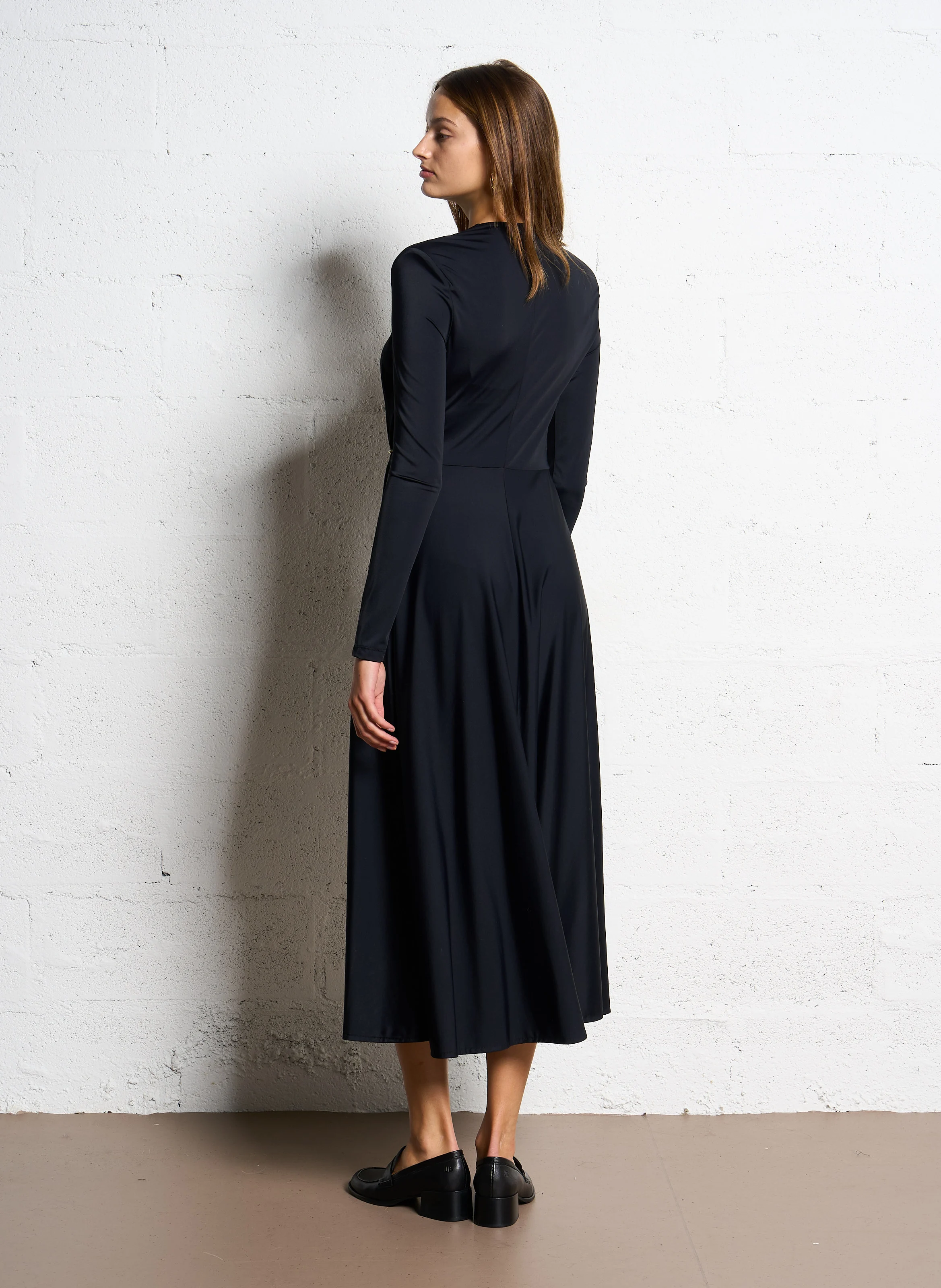 Robe longue col rond| Noir