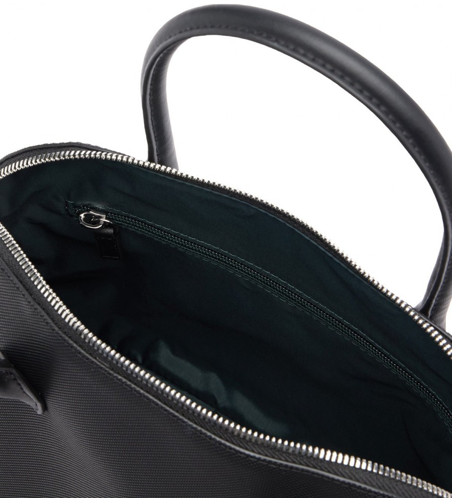Bolsa Lacoste Bugatti em lona revestida para uso diário, preta.