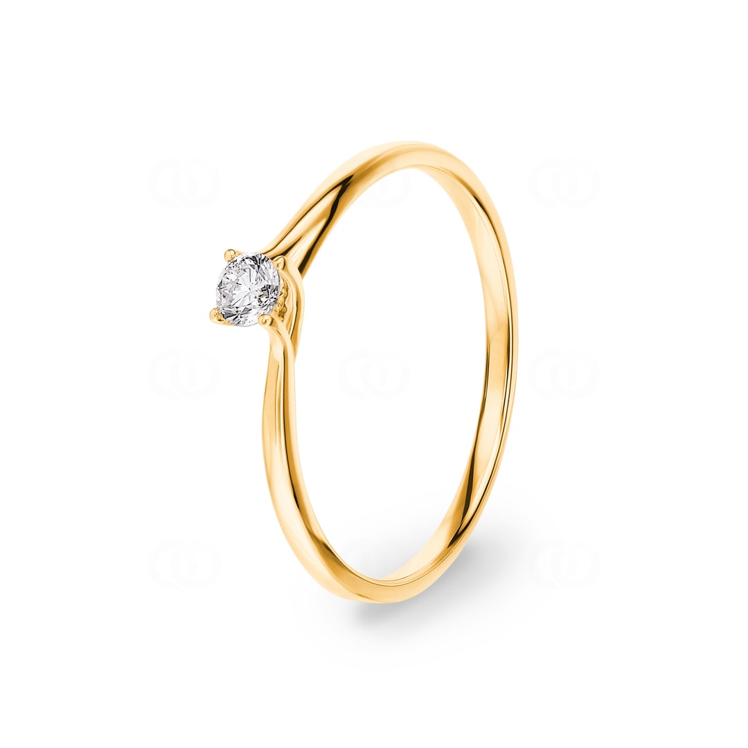 Solitärring 750/18 K Gelbgold mit Diamant 0.12ct H/Si