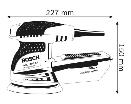 Bosch Professional GEX 125-1 AE excenterschuurmachine inclusief microfilterbox, 3 x C470 schuurbladen (Best for Wood + Paint) en draagtas