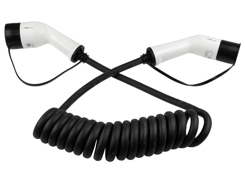 FURBER.power Ladekabel THOR Typ 2 22kW 5 m Spiral 3-phasig 480 V 32A für Elektroauto