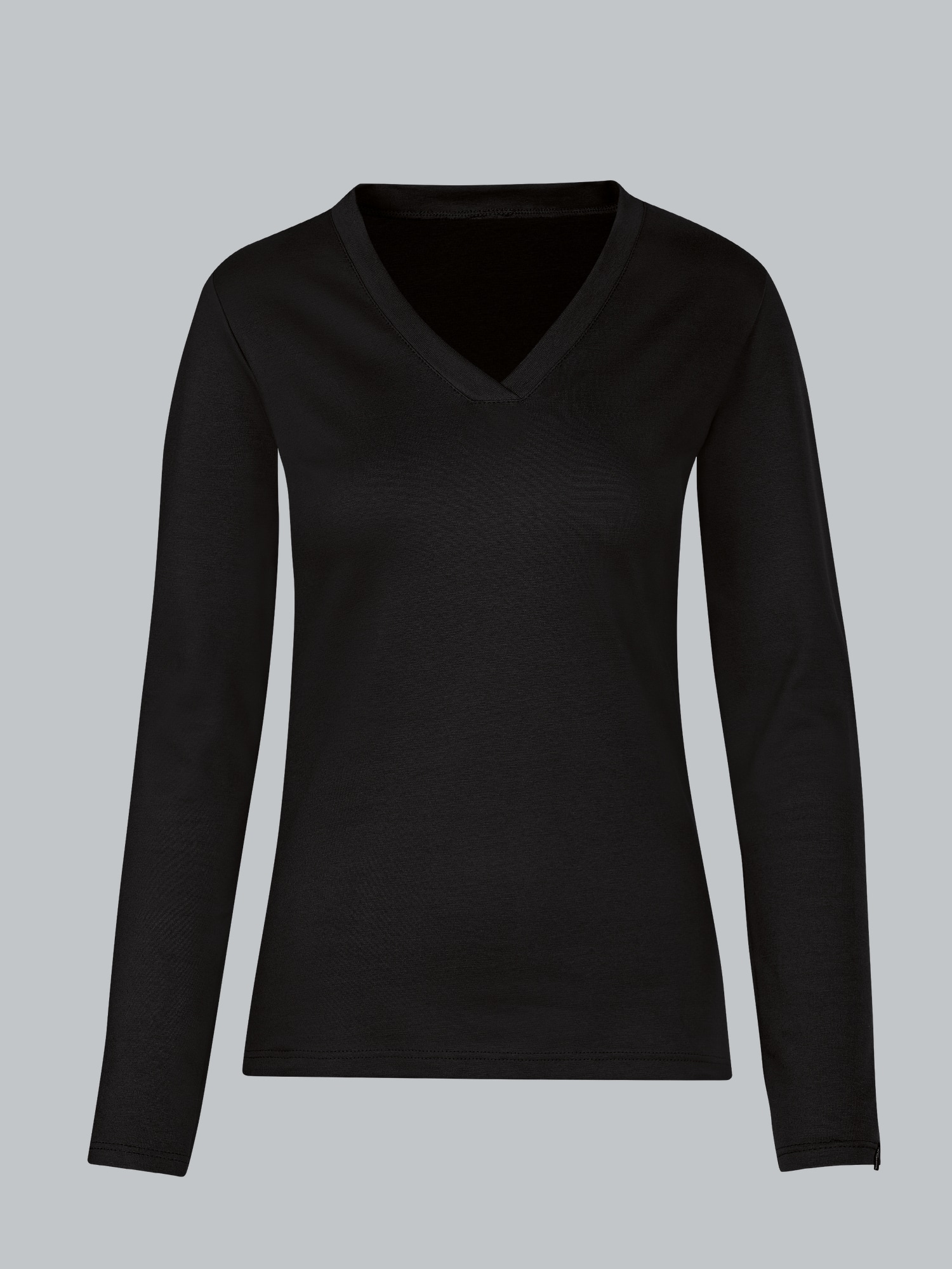 Langarmshirt mit V-Ausschnitt Schwarz