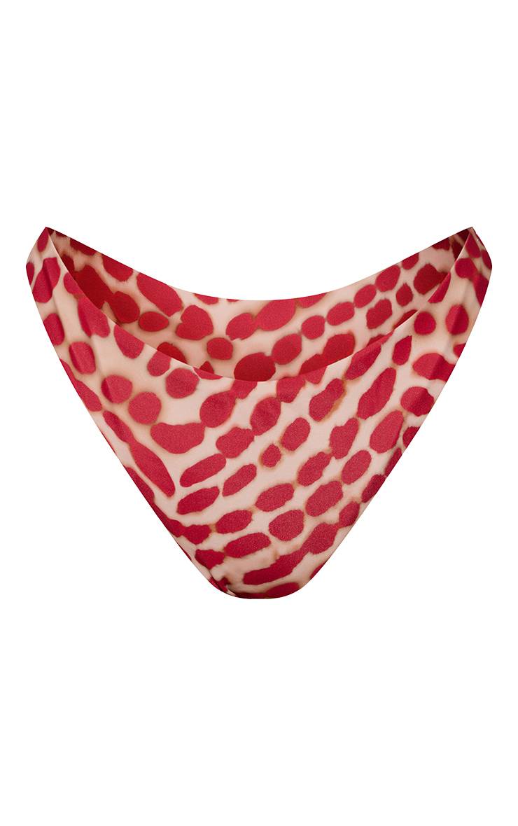 Rouge Bas De Bikini Tanga À Imprimé Flou