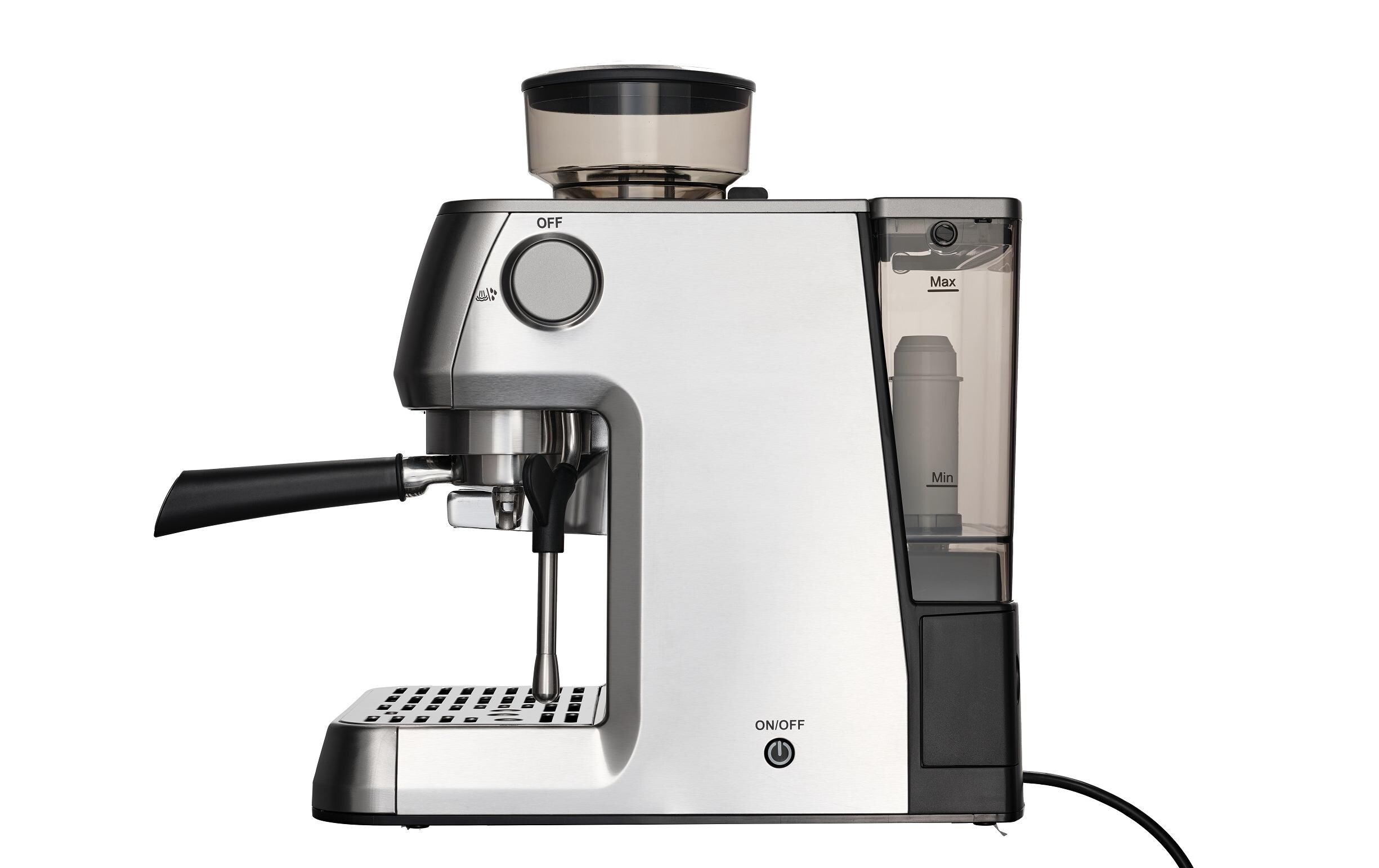Siebträgermaschine Grind & Infuse Perfetta Silber<br>Voll ausgestattete Espressomaschine mit geräuscharmem, eingebautem Mahlwerk,