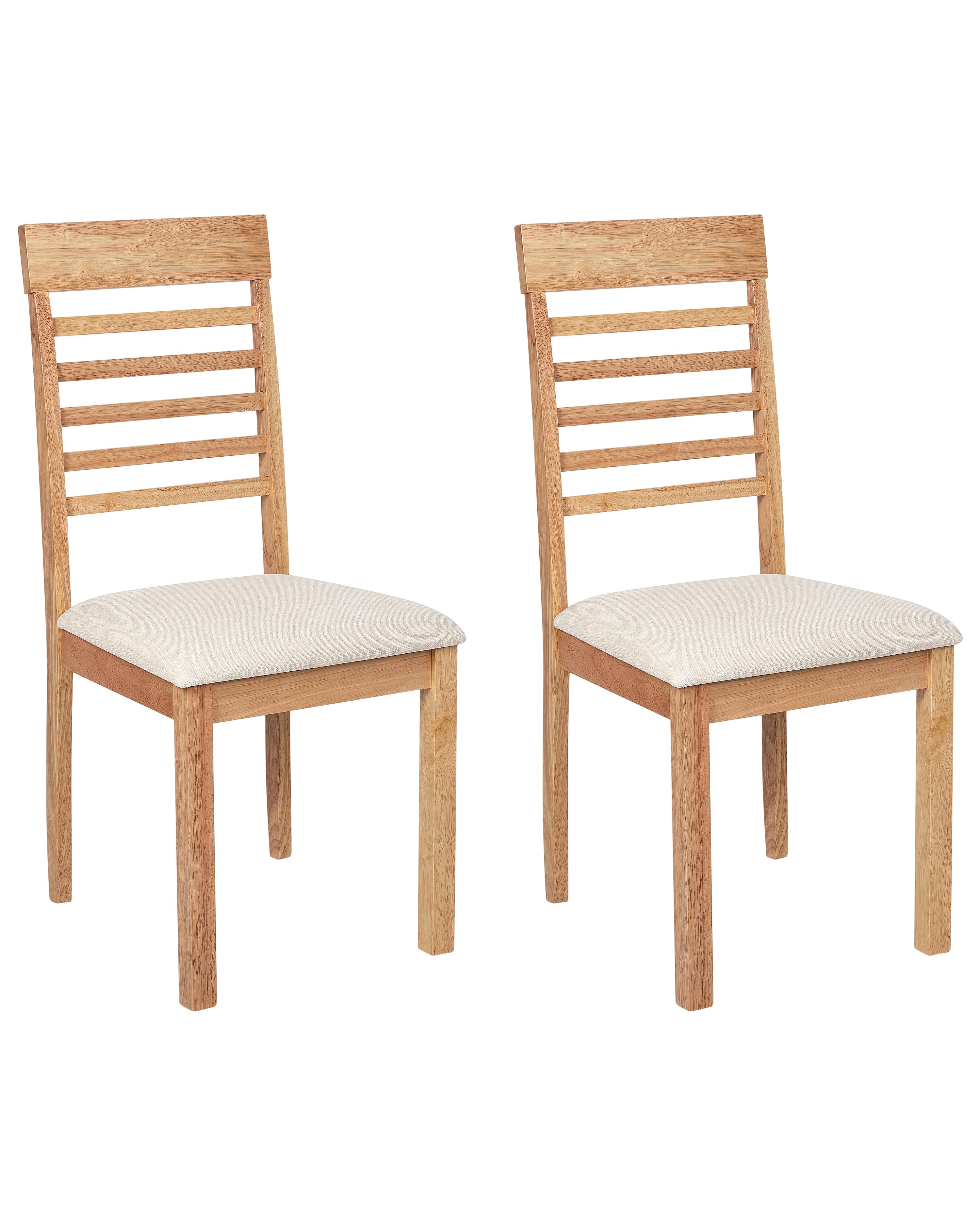 Set van 2 eetkamerstoelen ORTLEY Hout Lichtbruin/beige