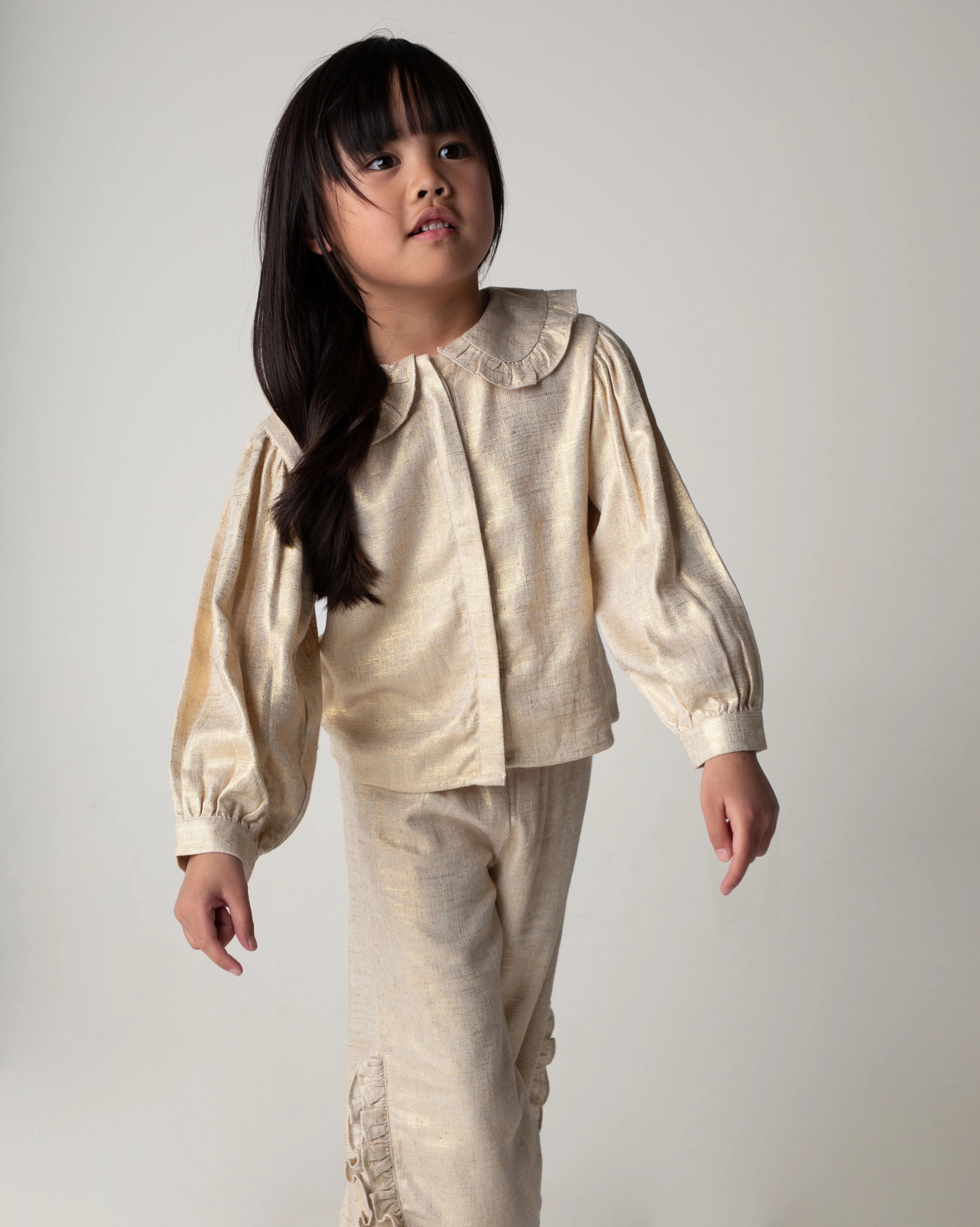 Suzei Blouse | Soft Sand Metallic