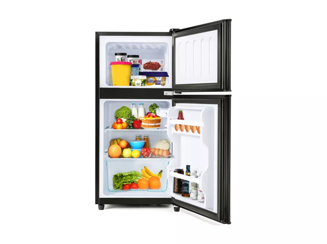 Mini Réfrigérateur - 22L congélateur + 38L réfrigérateur - 42x45.5x86.8cm - 172 kWh/an, lumière LED - Classe F - Noir