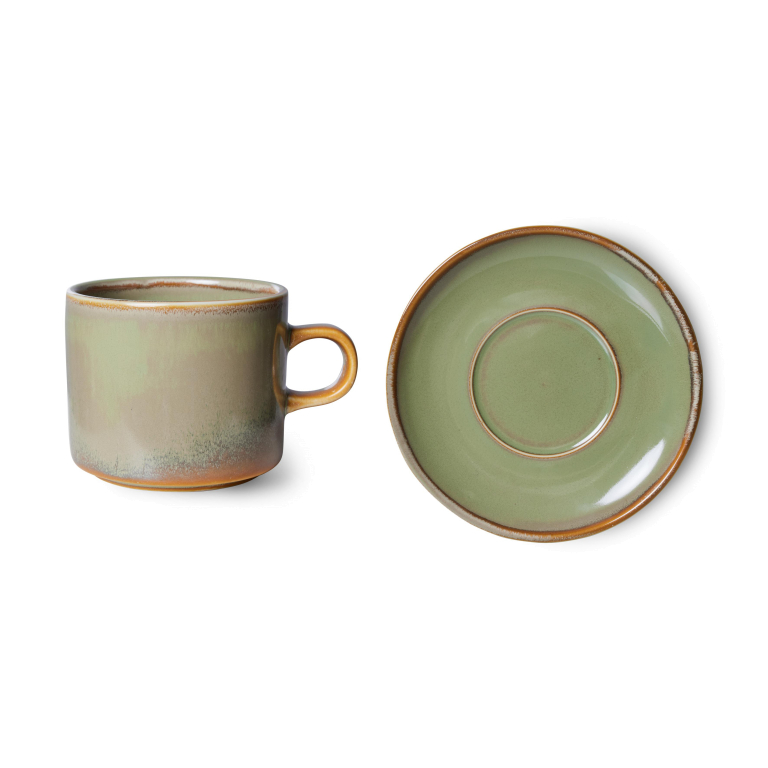 HKliving Chef Ceramic kop en schotel rustic blue