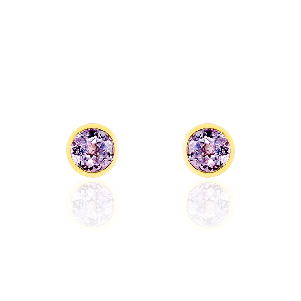 Boucles D'oreilles Puces Parmeclos Or Jaune Amethyste