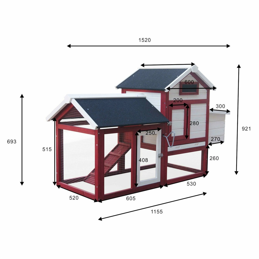 Poulailler nichoir pondoir enclos volière poule volaille clapier cage clôture 152 cm