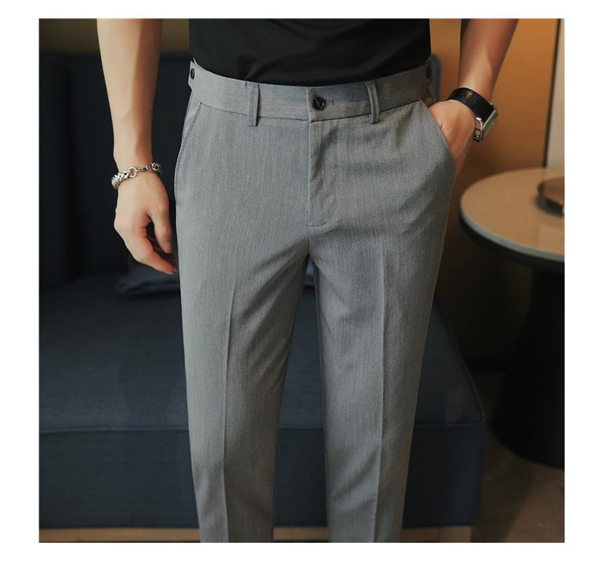 Deepwood - Mid Rise Plain Cropped Tapered Dress Pants