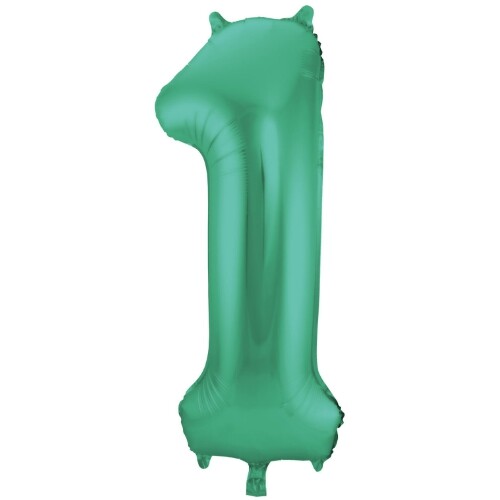Cijferballon een - metallic matgroen - 86 cm