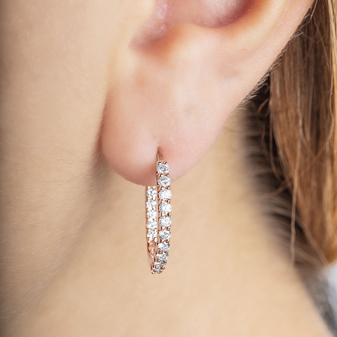 1.00 Karat Diamant-Kreolen 750/18 K Roségold Ø 20mm