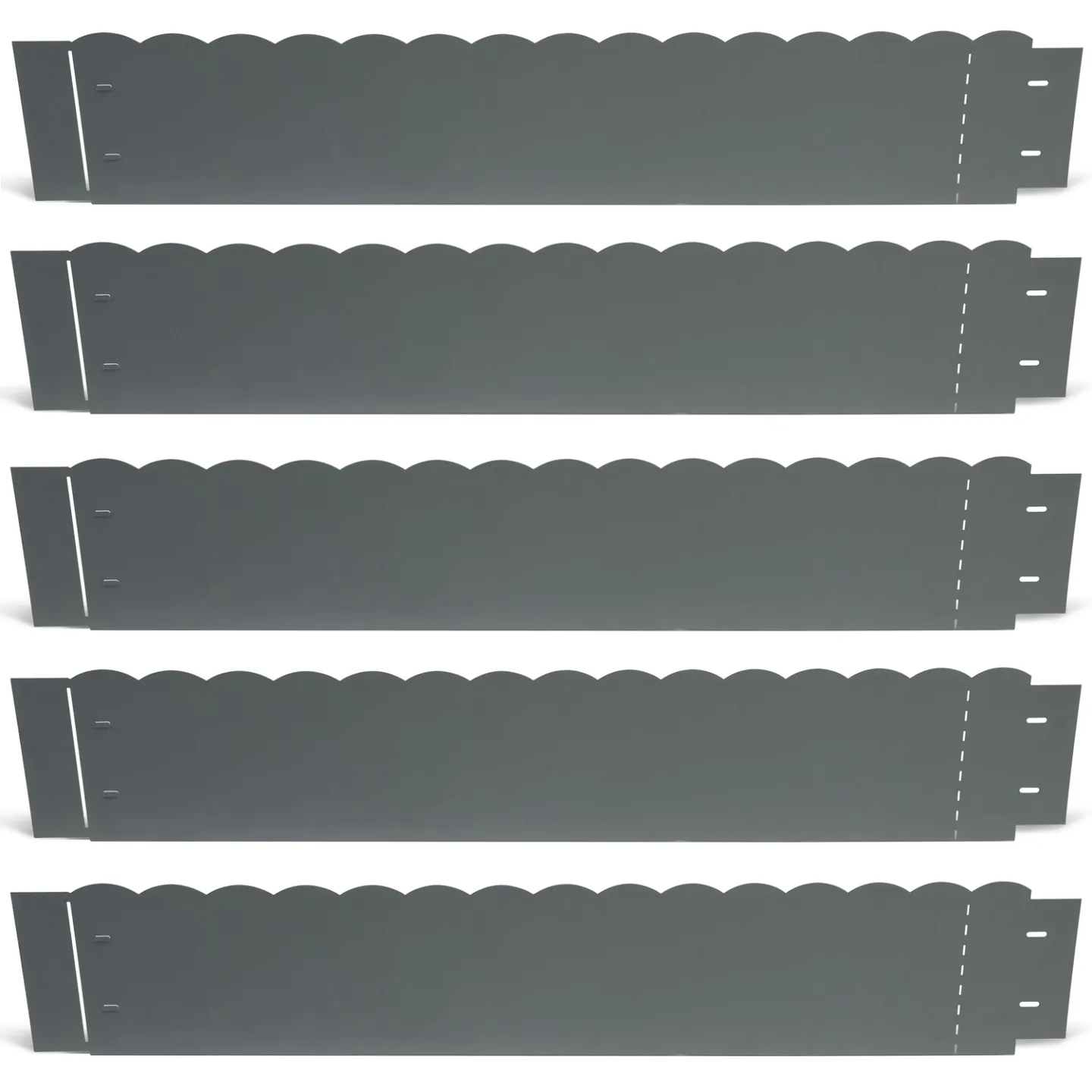 Bordurette de jardin x5 acier gris anthracite vague flexible L. 5 x H. 0.16 M