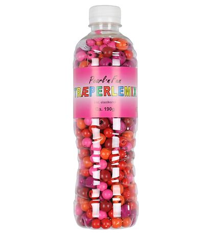 Pearl'n Fun Tr?perler m. Elastiksnor - 190 gram - R?d/Pink/Orang