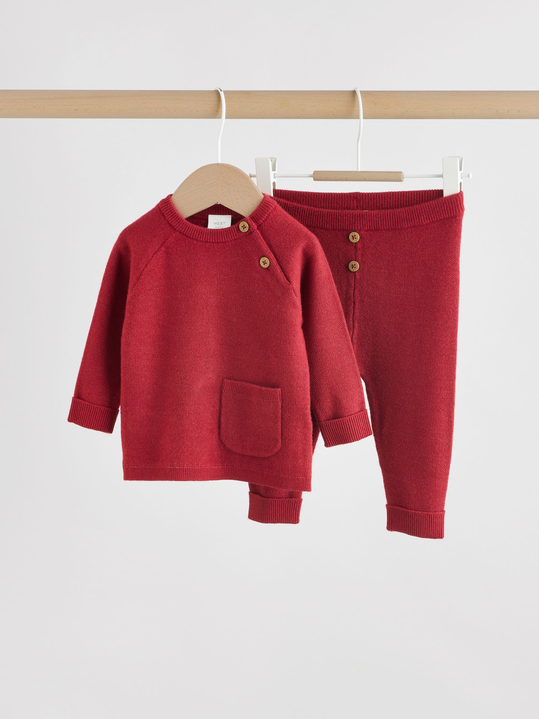 Rood - Babyset met gebreide trui en legging (0mnd-2jr)