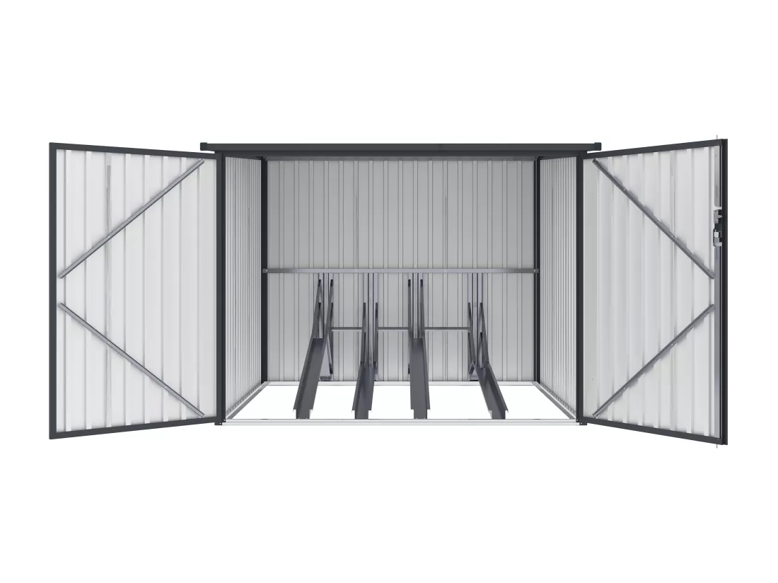 Abri à vélo métal en acier galvanisé effet bois 4 m² pour 4 vélos - NIKI