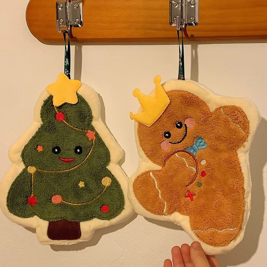 Intimo - Kerstboom / Peperkoekmannetje Koraal Fleece Handdoek