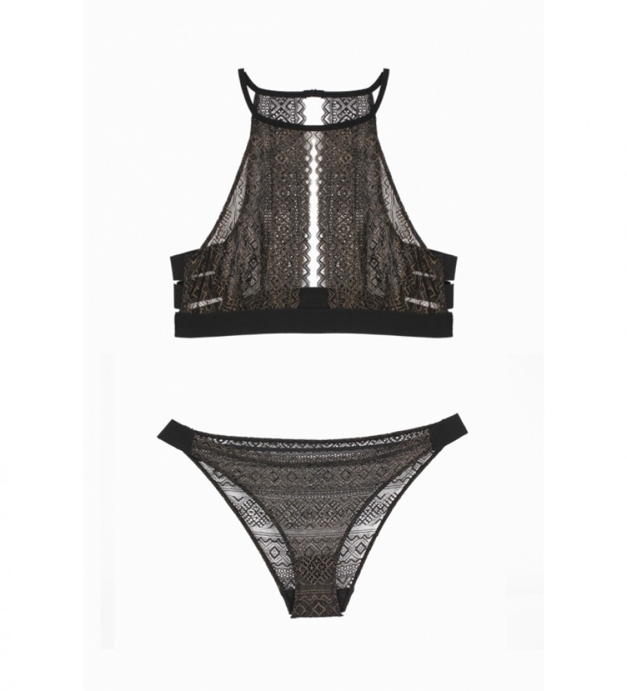 Conjunto Admas Sexy Bands Top e Calcinha 44527 preto