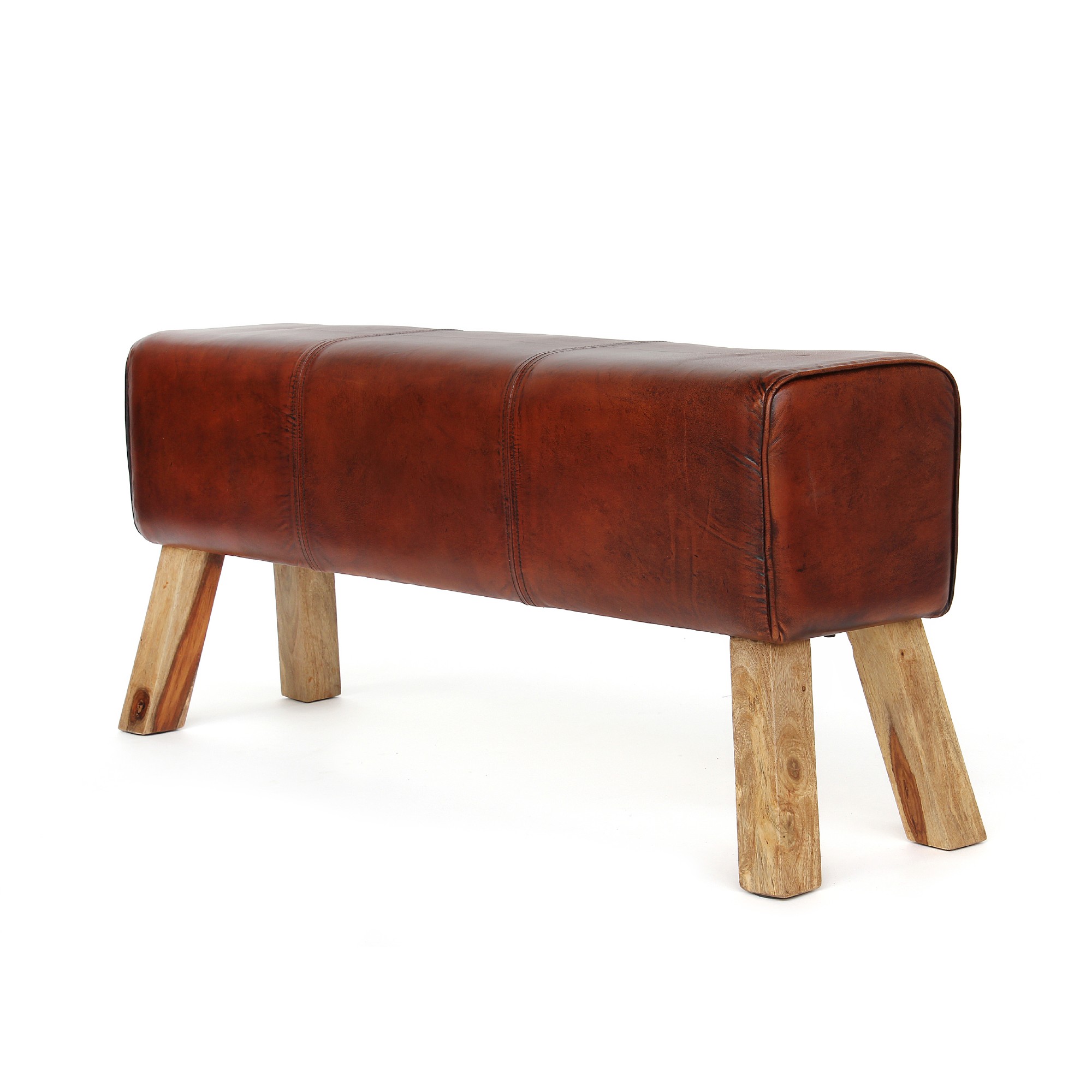 Sitzbank 'Harrison', cognac, natur, B 120 cm, H 53 cm, T 30 cm von fischer's lagerhaus