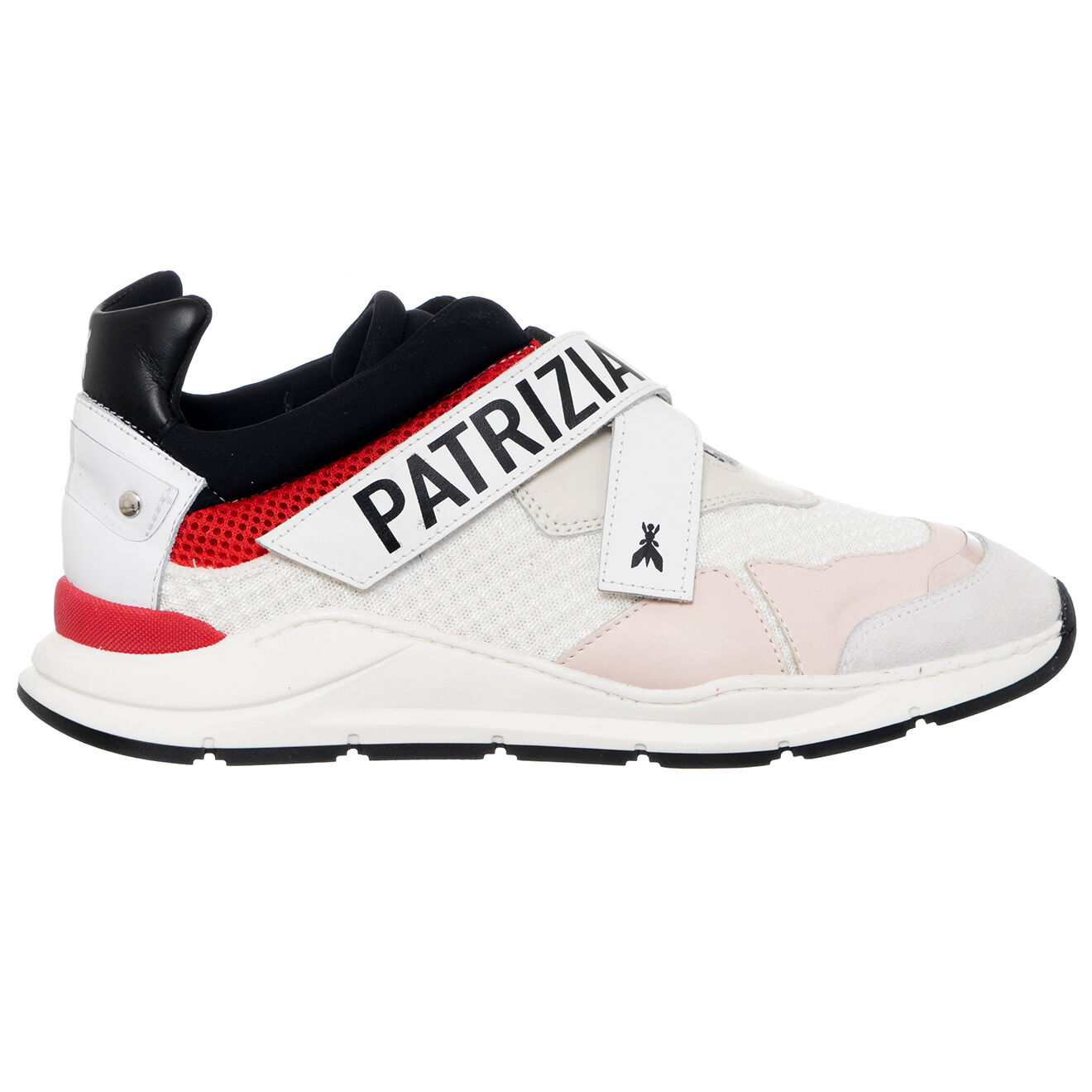 Patrizia Pepe Baskets en Cuir Crosta blanc/rouge