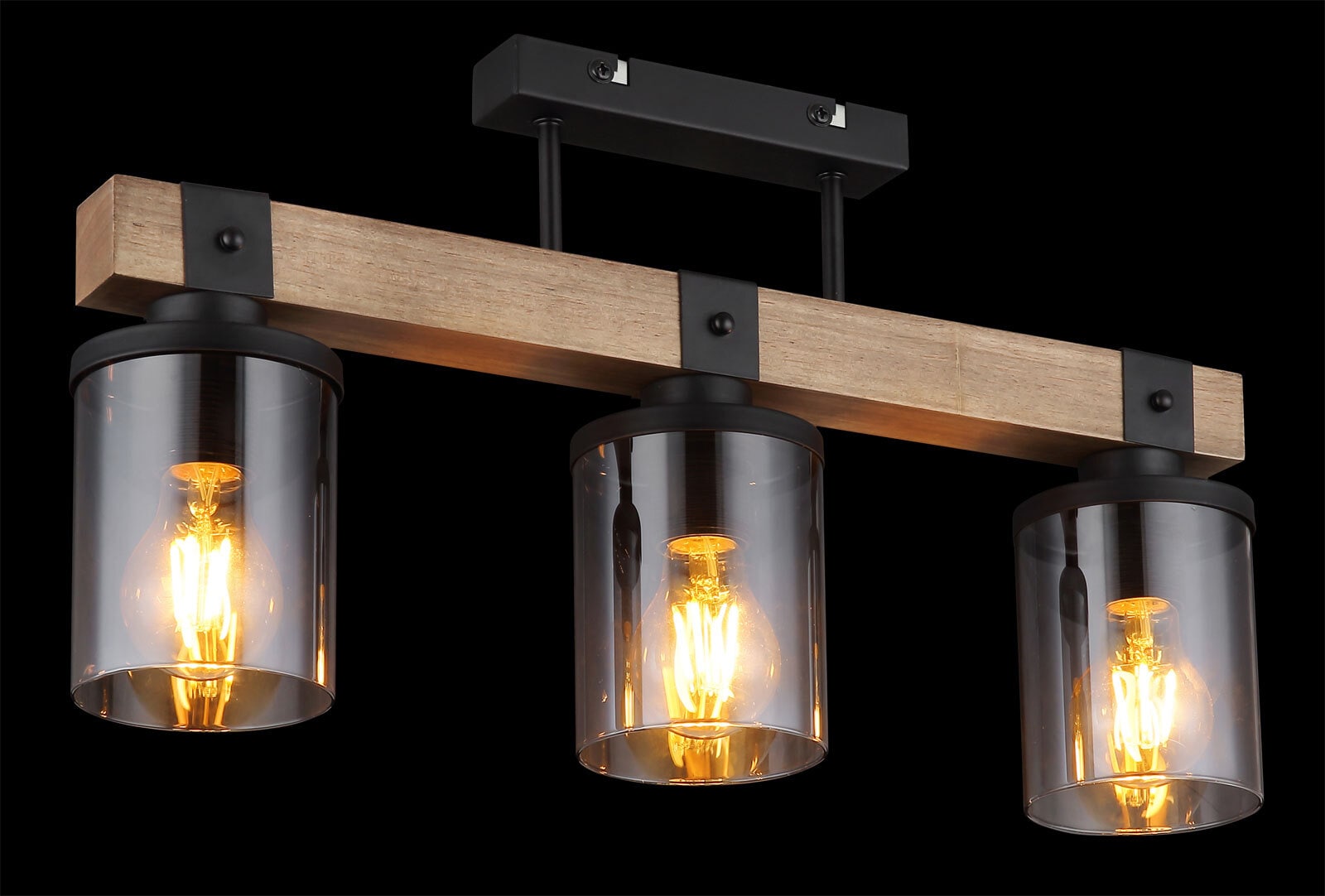 GLOBO Retrofit Deckenleuchte Lila 52x28,6 cm Holz/Rauch