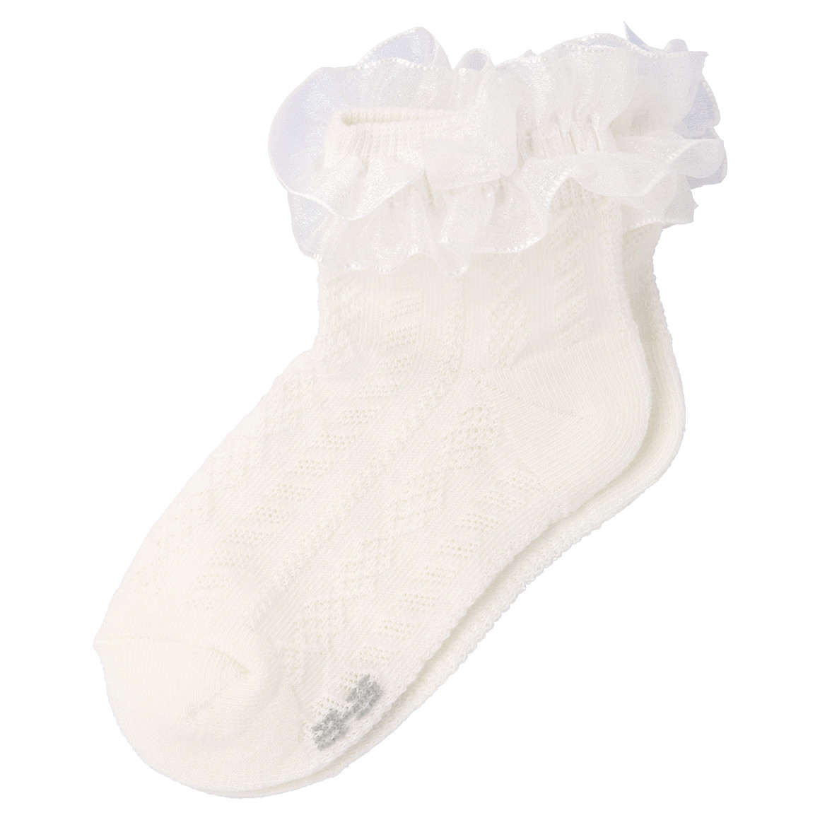 Topolino 2 Paar Mädchen Kurzsocken mit Rüschen cremeweiss / rosa