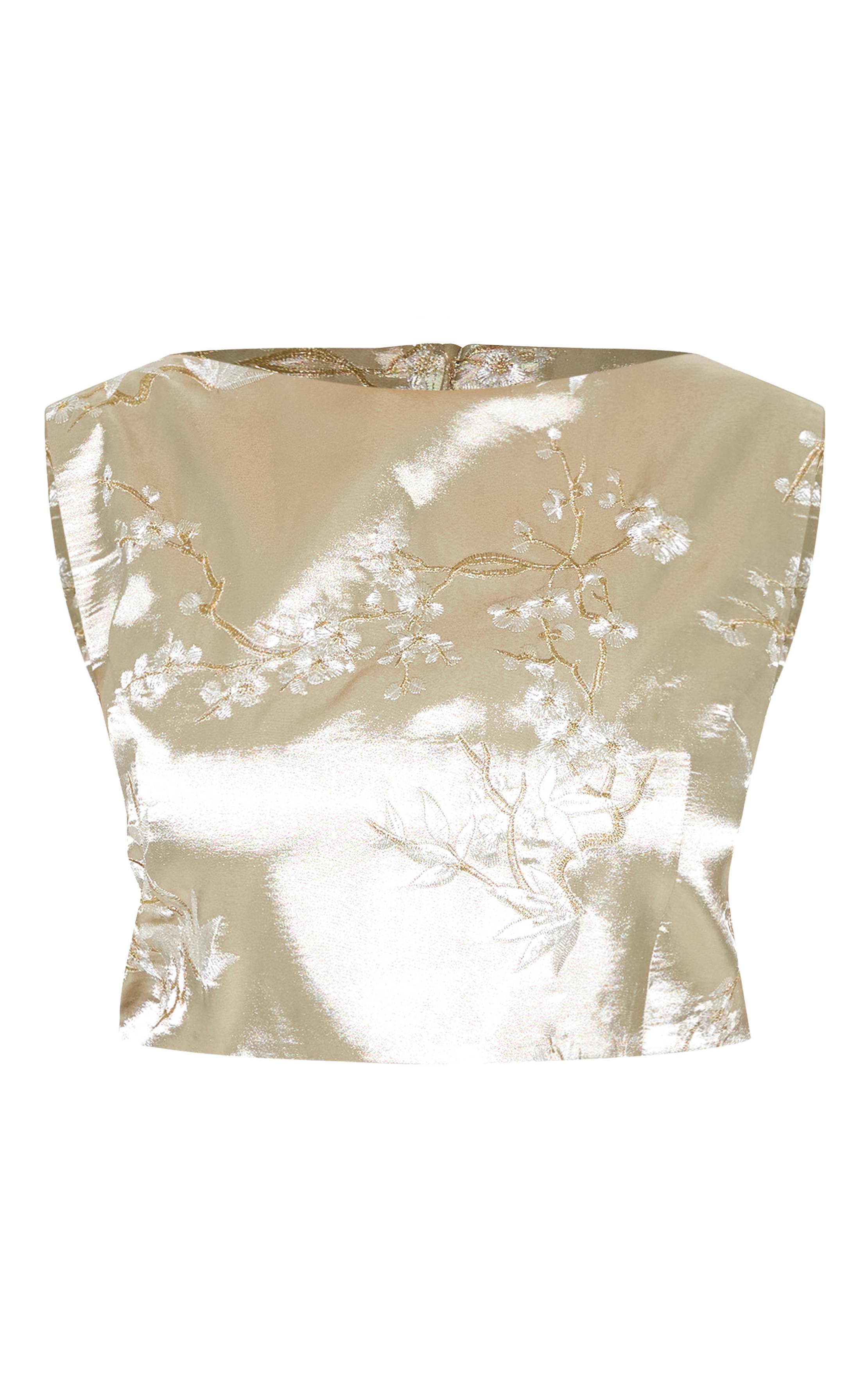 Pastel Green Top Court Col Nageur Brodé Floral Grande Taille Coordonné