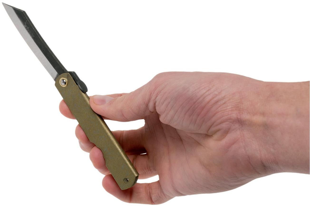 Higonokami zakmes 7,3 cm HIGOC1B, Blue paper steel, Bronze Finished Steel