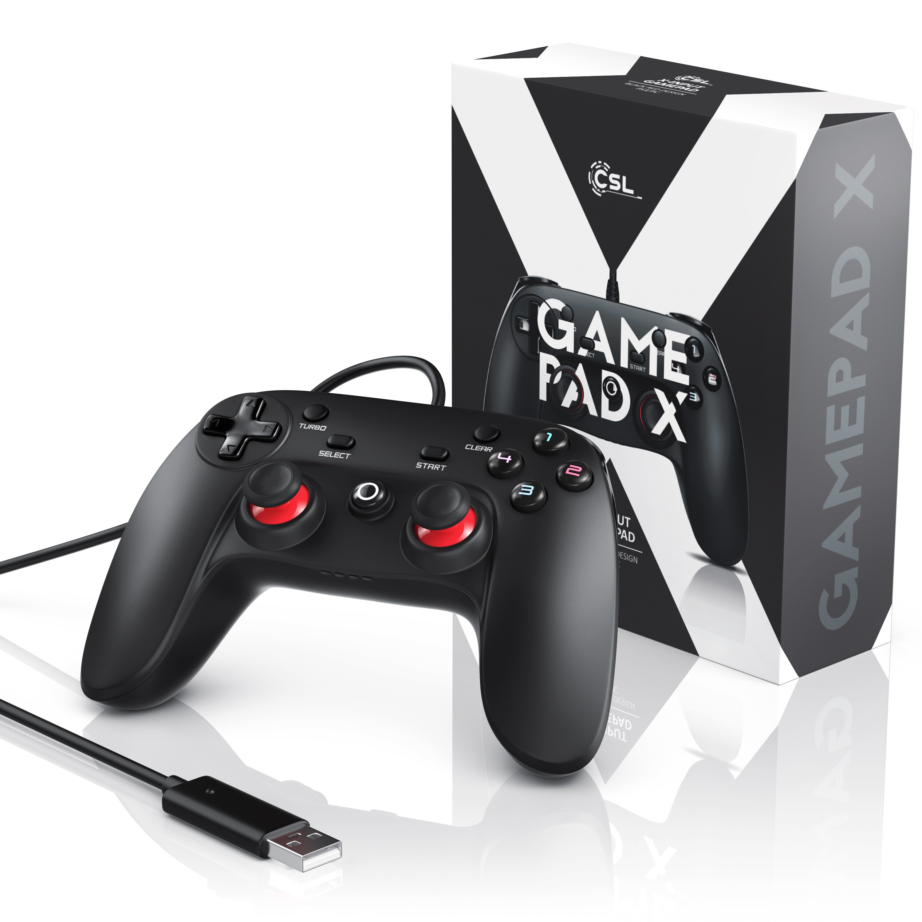 CSL 2x PC & PS3 Gamepad Controller mit Dual Vibration Turbo-Funktion / Direct-Input / X-Input