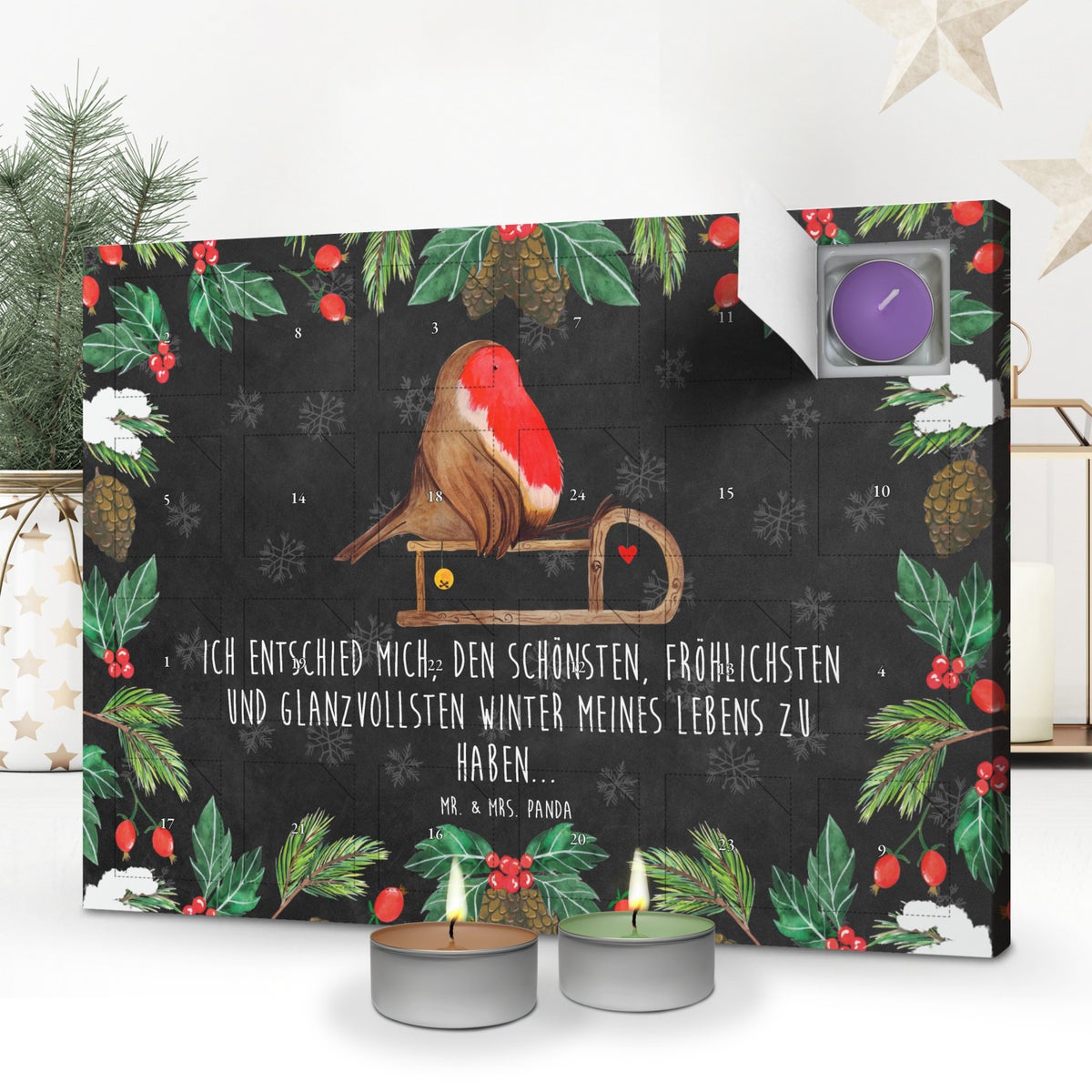 Mr. & Mrs. Panda Geurkaars Adventskalender Robin Sleigh - Zwart