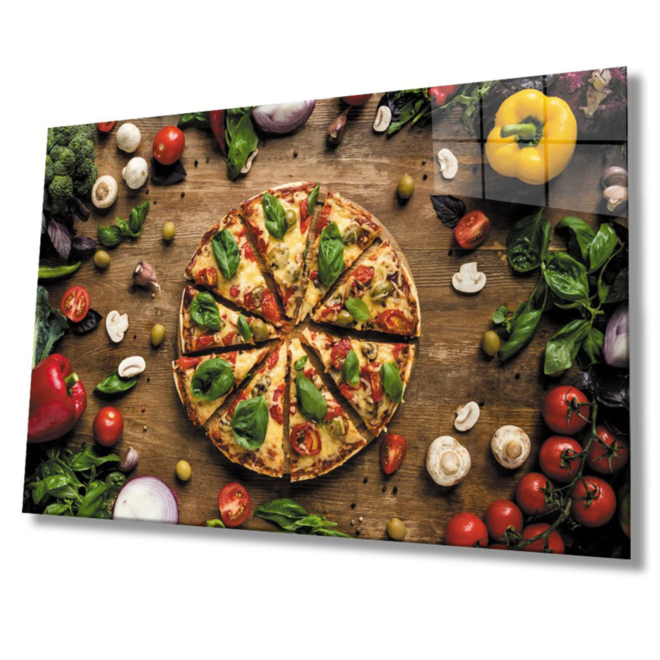 Wallity Impression sur verre Pizza multicolore - 72x46 cm